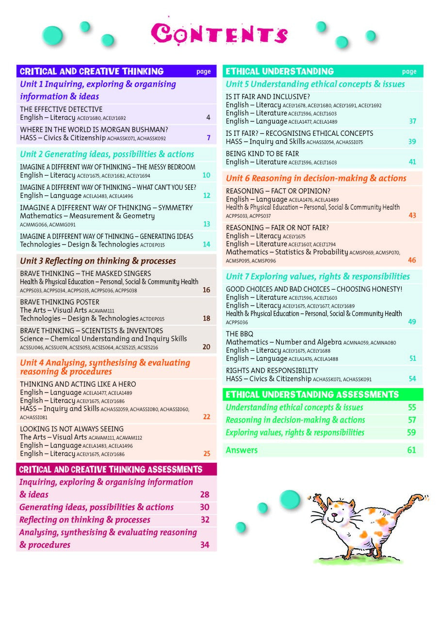 Targeting General Capabilities - Critical & Creative Thinking / Ethical Understanding: Years 3 - 4
