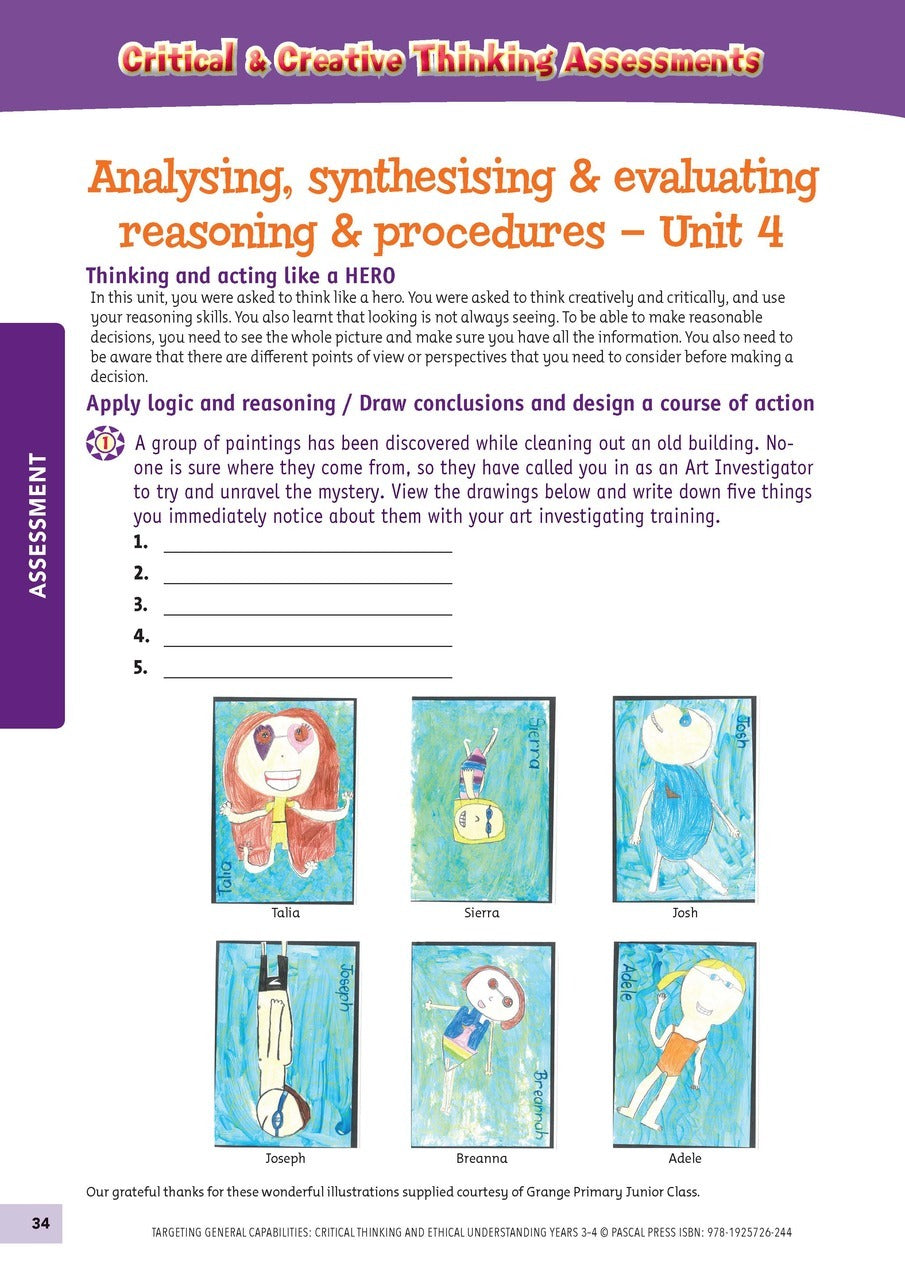 Targeting General Capabilities - Critical & Creative Thinking / Ethical Understanding: Years 3 - 4