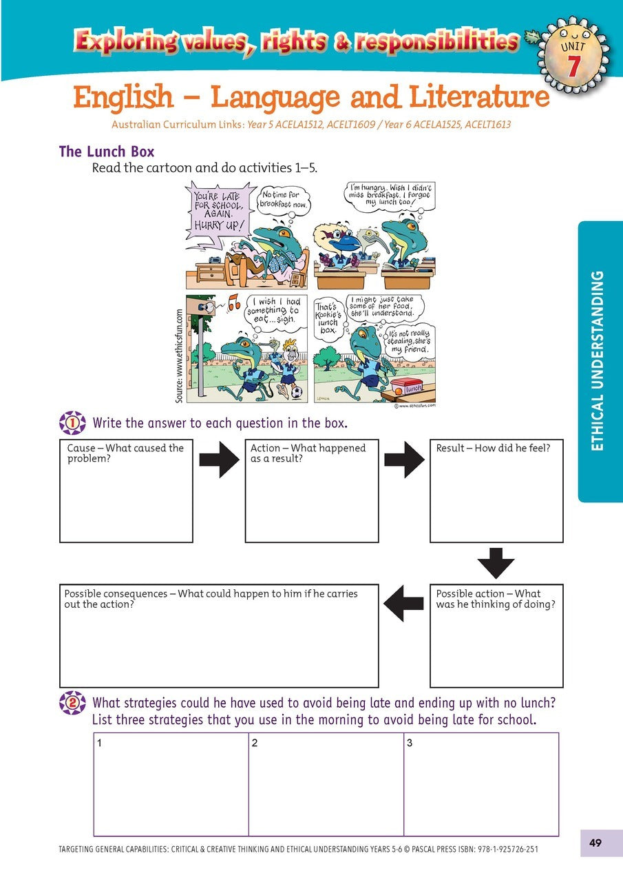 Targeting General Capabilities - Critical & Creative Thinking / Ethical Understanding: Years 5 - 6
