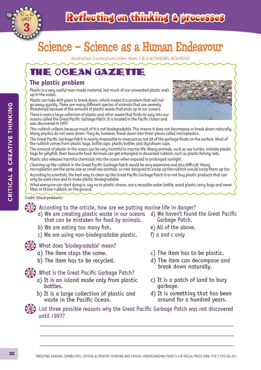 Targeting General Capabilities - Critical & Creative Thinking / Ethical Understanding: Years 5 - 6