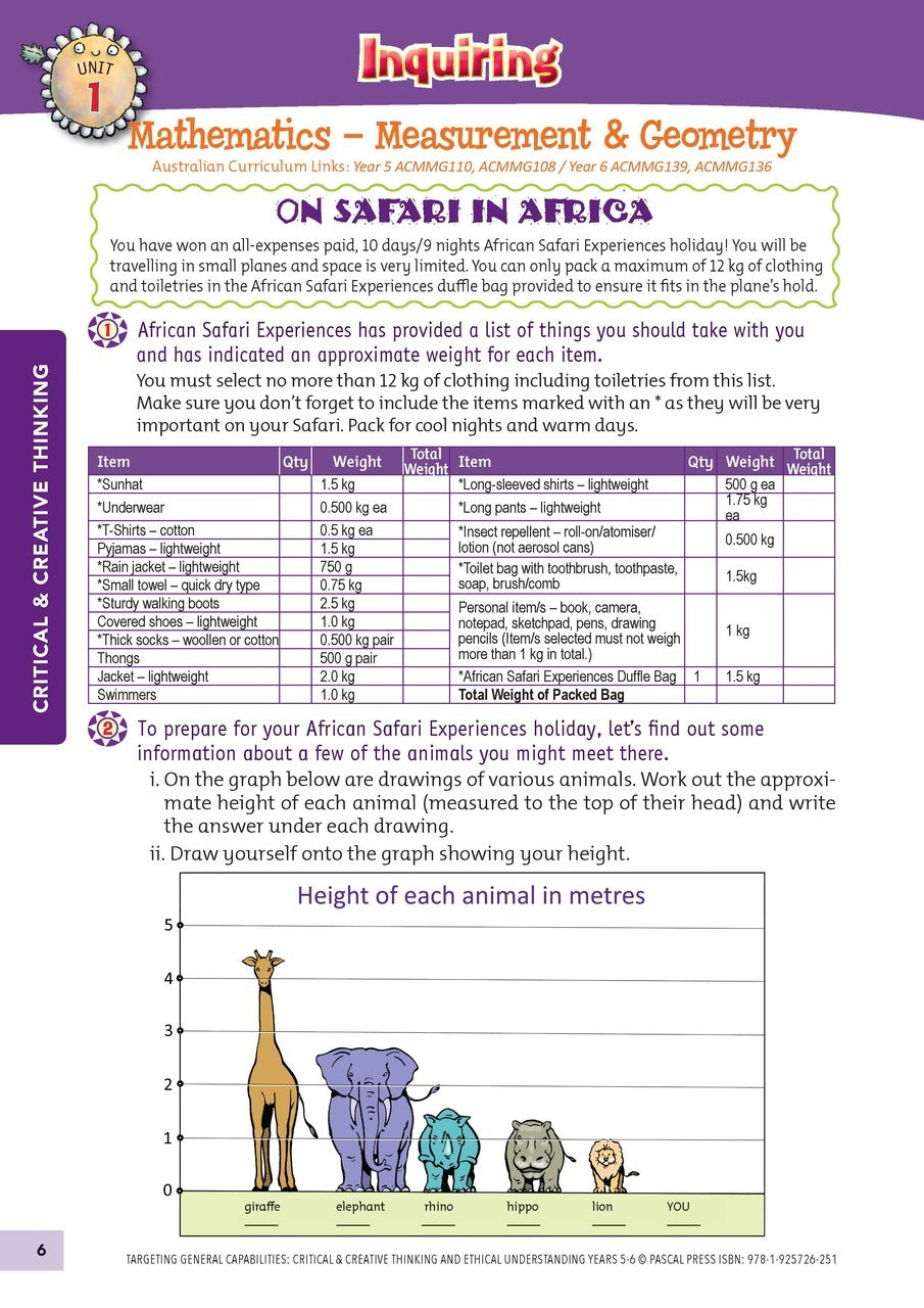 Targeting General Capabilities - Critical & Creative Thinking / Ethical Understanding: Years 5 - 6