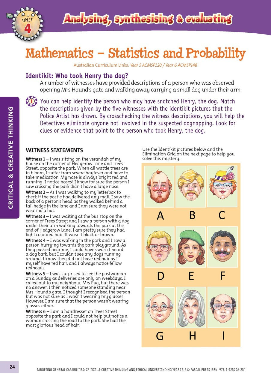 Targeting General Capabilities - Critical & Creative Thinking / Ethical Understanding: Years 5 - 6