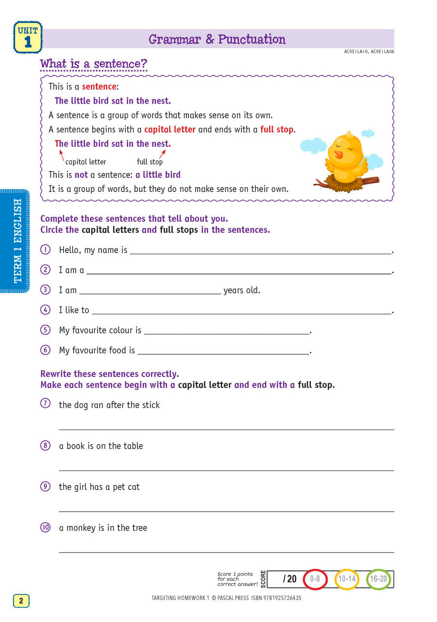 Targeting Homework Activity Book Year 1 New Edition