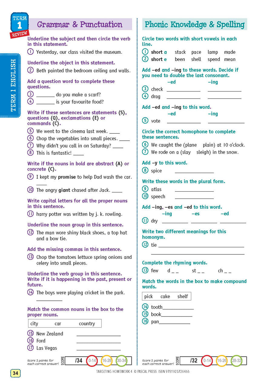 Targeting Homework Activity Book Year 4 New Edition