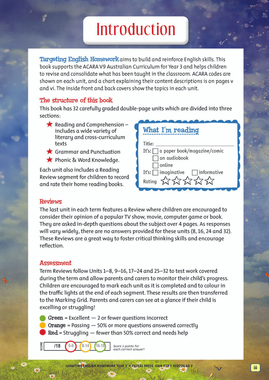 Targeting English Homework Year 3
