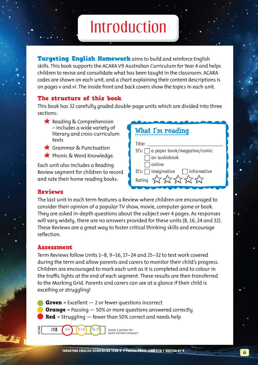 Targeting English Homework Year 4