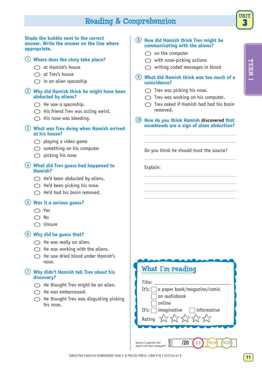 Targeting English Homework Year 4