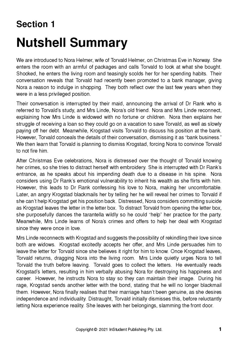ATAR Notes Text Guide - A Doll's House by Henrik Ibsen