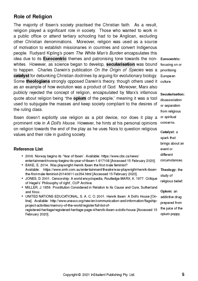 ATAR Notes Text Guide - A Doll's House by Henrik Ibsen