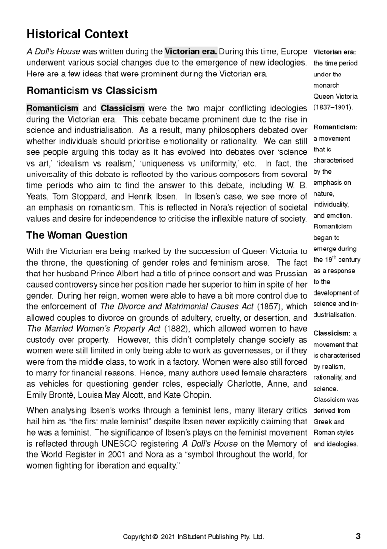ATAR Notes Text Guide - A Doll's House by Henrik Ibsen