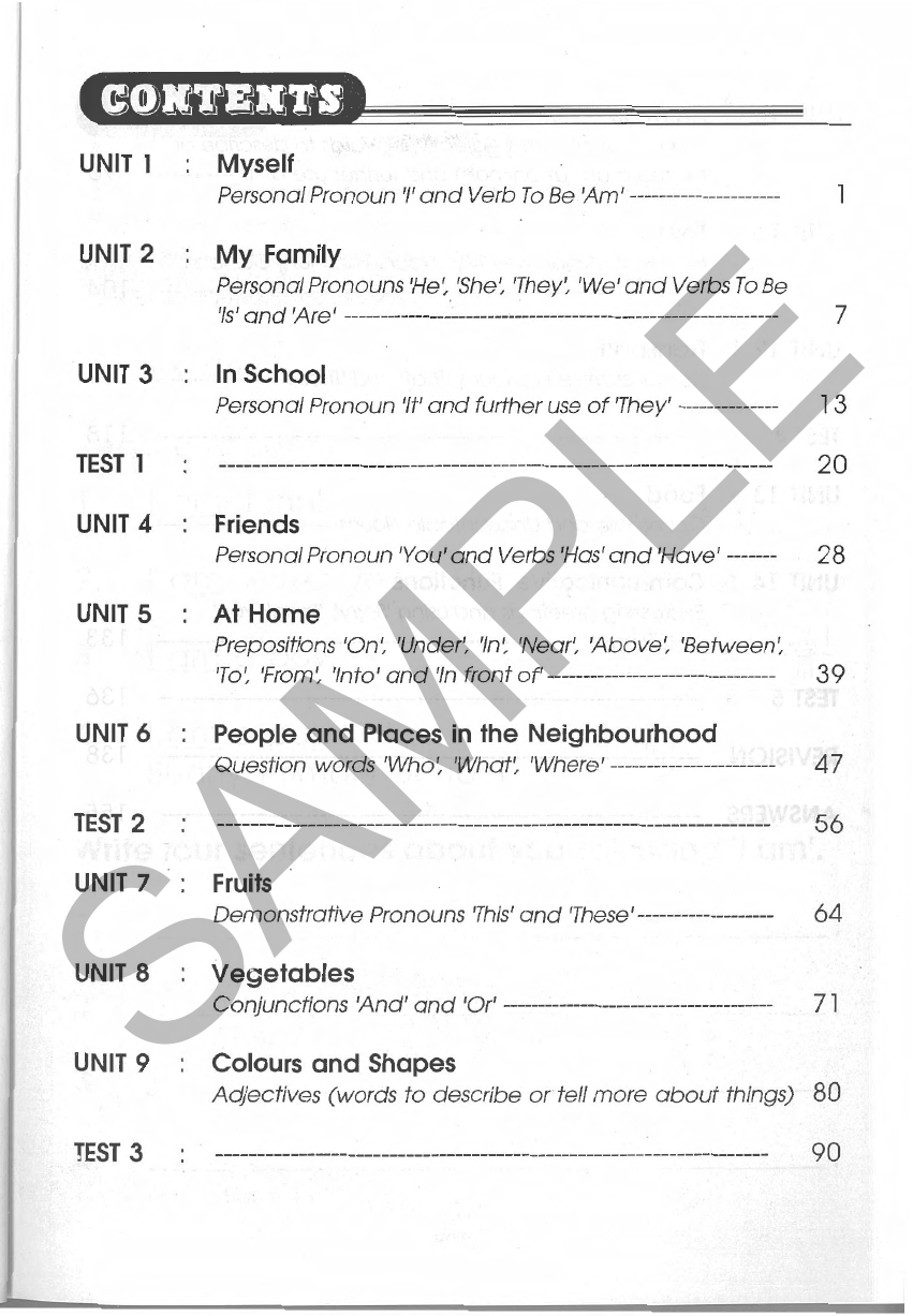 Learning English Workbook 1 sample page