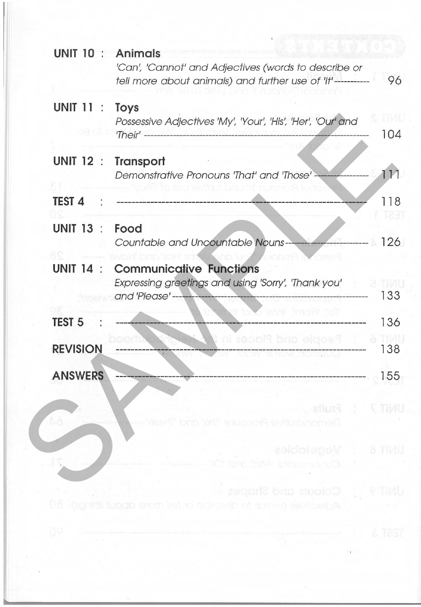 Learning English Workbook 1 sample page