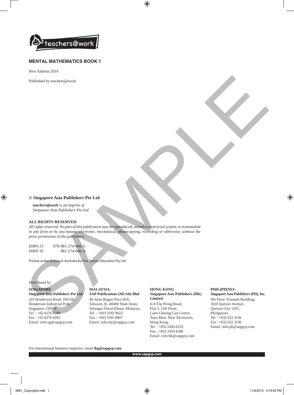Mental Maths - Book 1 sample page