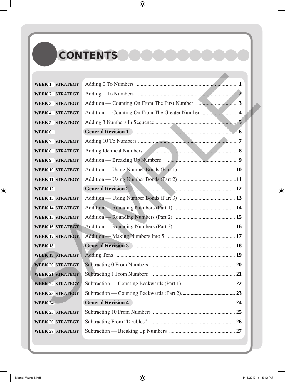 Mental Maths - Book 1 sample page