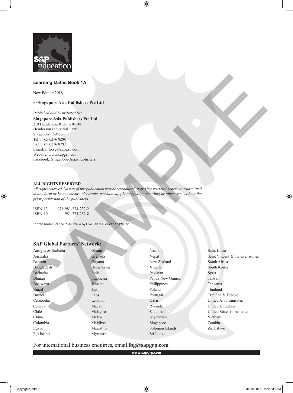 Learning Maths 1A sample page