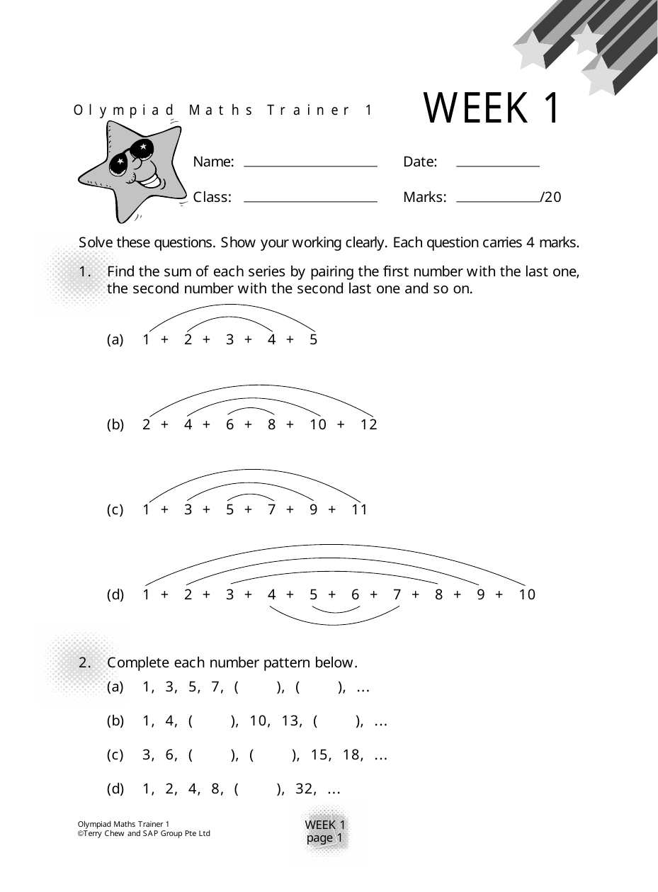 Olympiad Maths Trainer 1 sample page
