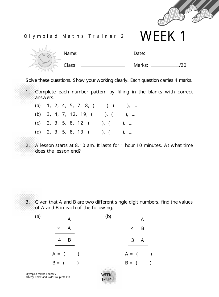 Olympiad Maths Trainer 2 sample page