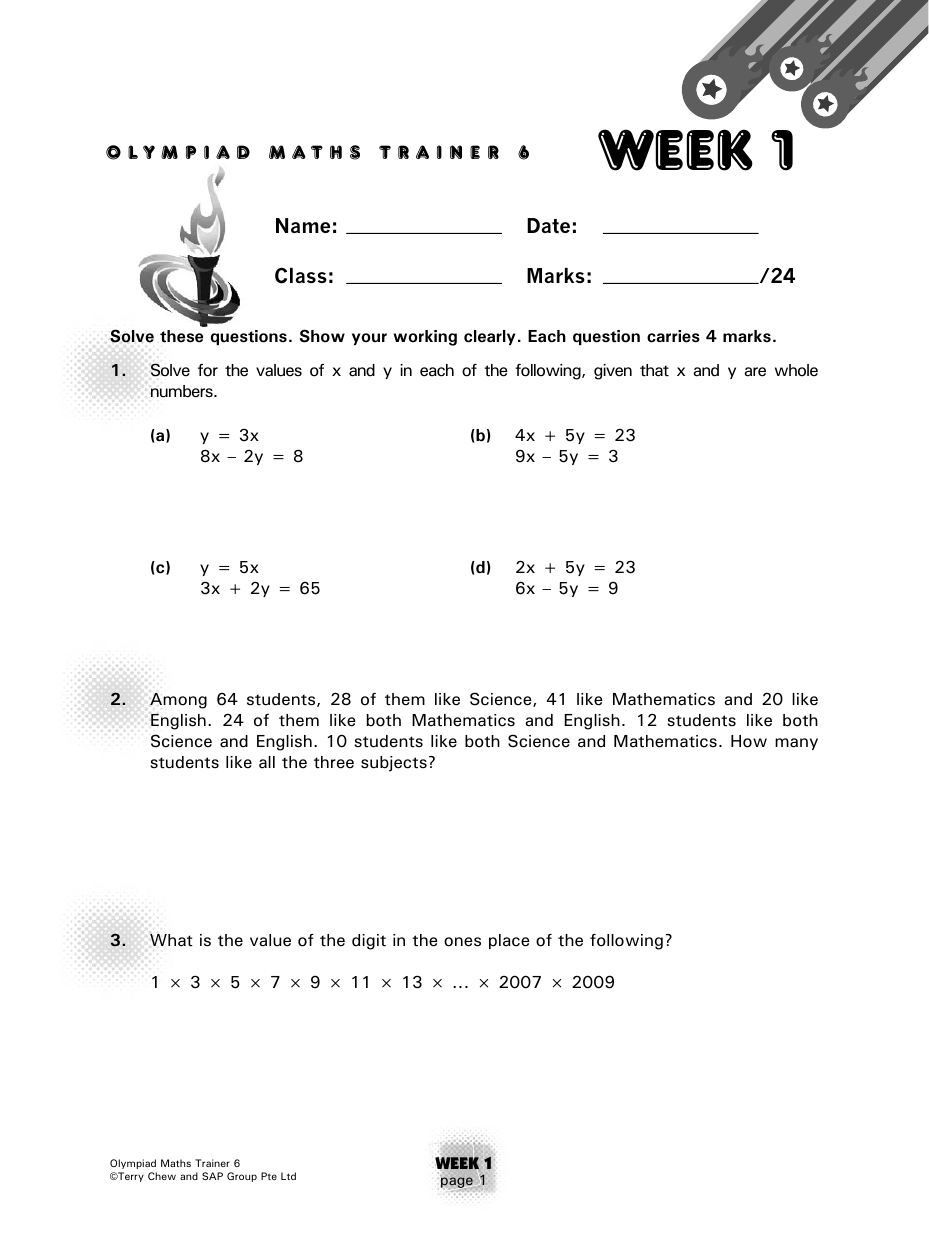 Olympiad Maths Trainer 6 sample page