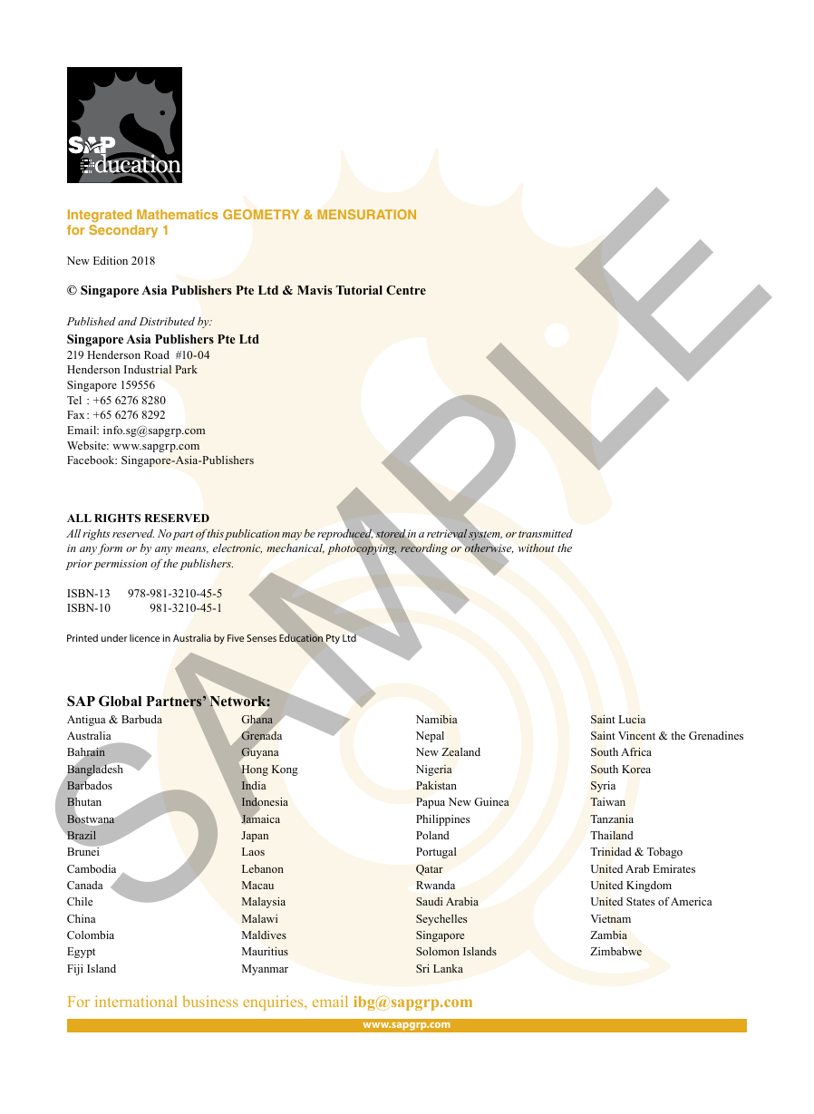 Integrated Math - Geometry and Mensuration for Sec 1 (Express & IP) sample page