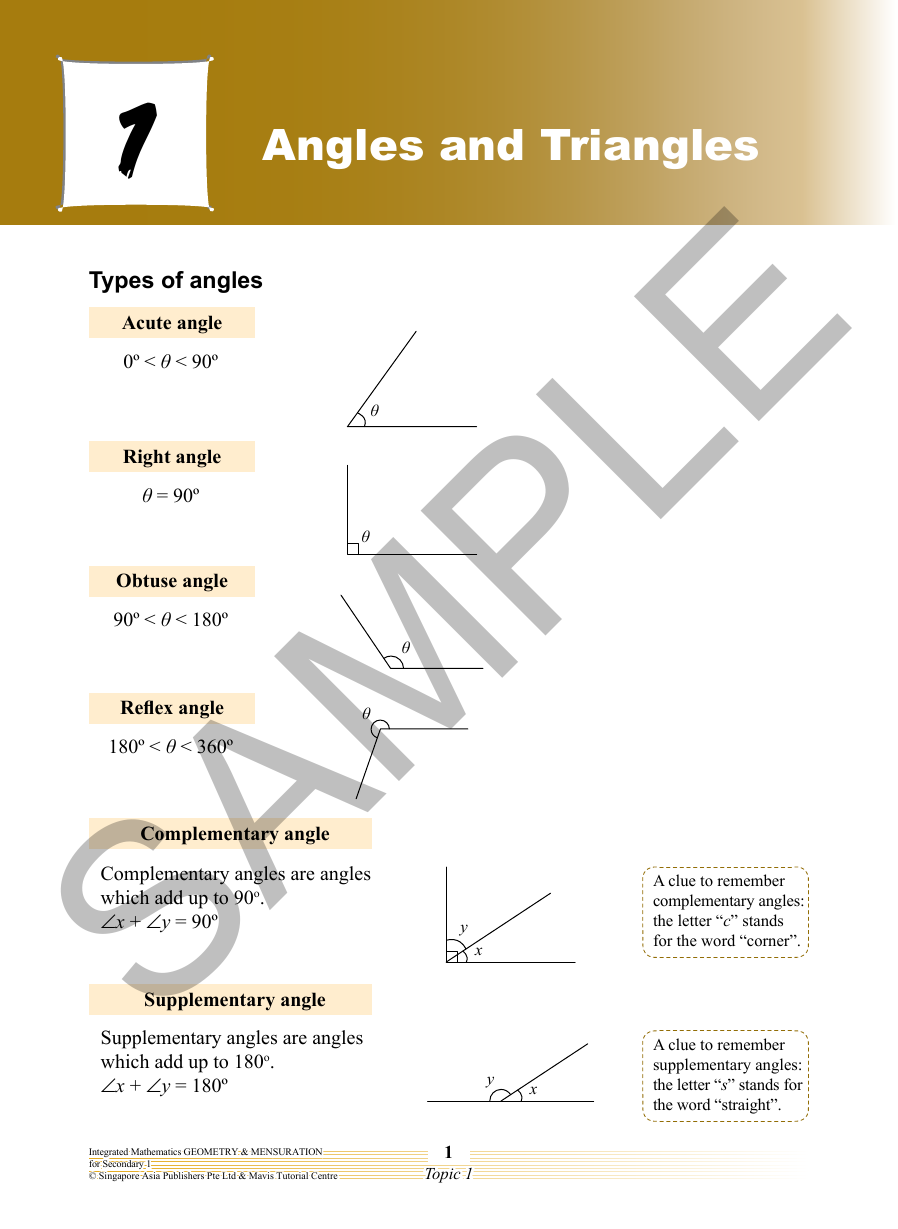 Integrated Math - Geometry and Mensuration for Sec 1 (Express & IP) sample page
