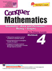 Conquer Mathematics Book 4: Geometry, Area and Perimeter, Money, Graphs