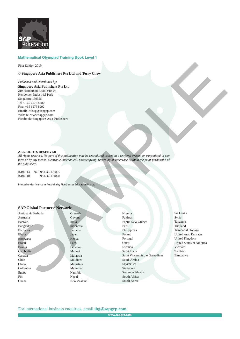 Mathematical Olympiad Training Book - Level 1 (ages 7–8) sample page