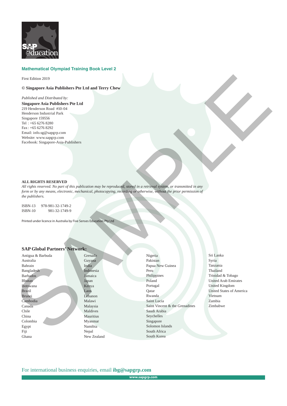 Mathematical Olympiad Training Book - Level 2 (ages 8–9) sample page