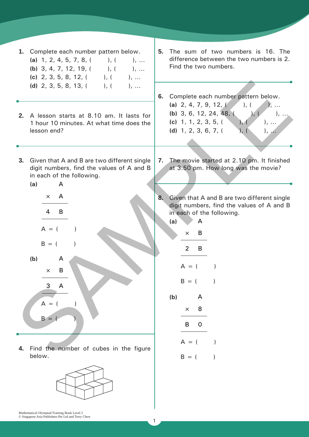 Mathematical Olympiad Training Book - Level 2 (ages 8–9) sample page