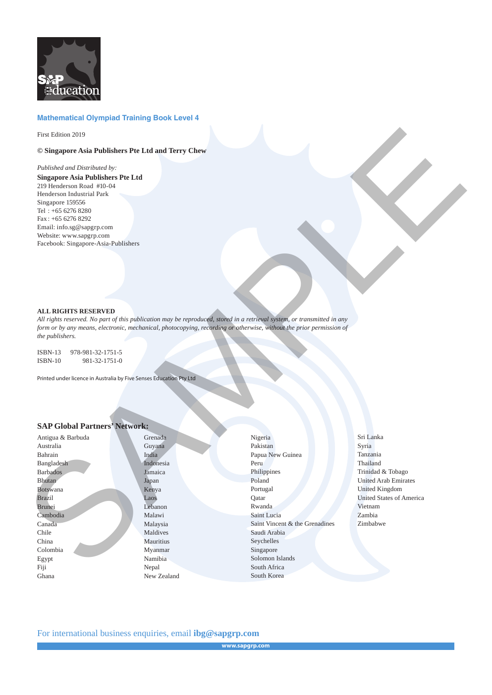 Mathematical Olympiad Training Book - Level 4 (ages 10–11) sample page