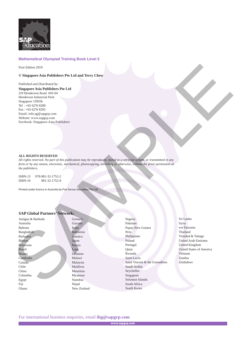 Mathematical Olympiad Training Book - Level 5 (ages 10–11) sample page