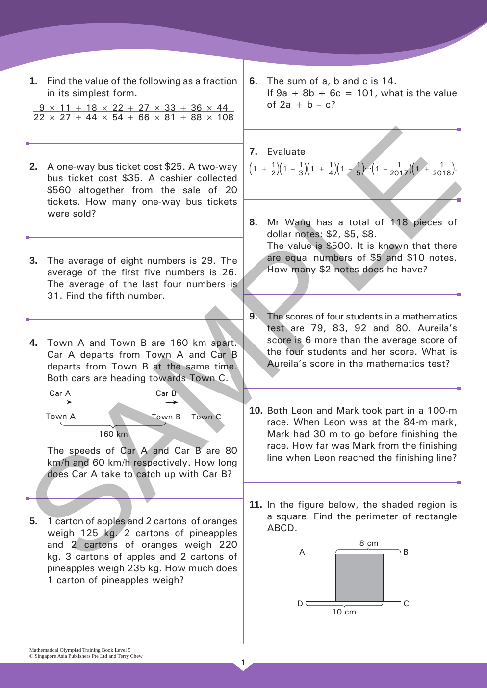 Mathematical Olympiad Training Book - Level 5 (ages 10–11) sample page