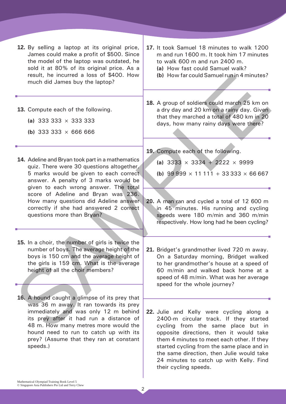 Mathematical Olympiad Training Book - Level 5 (ages 10–11) sample page