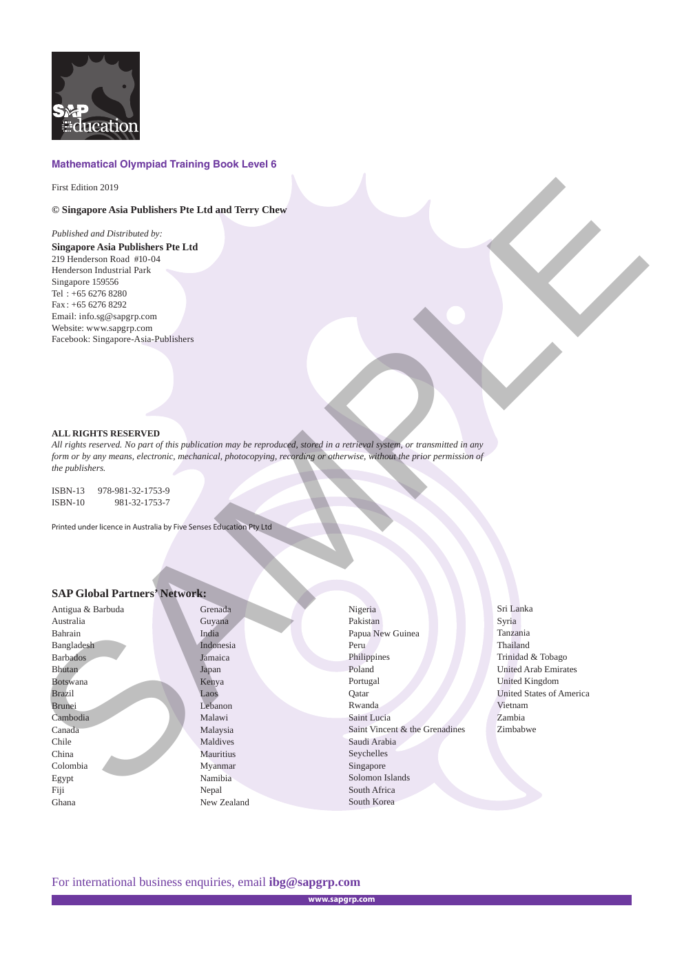 Mathematical Olympiad Training Book - Level 6 (ages 12–13) sample page