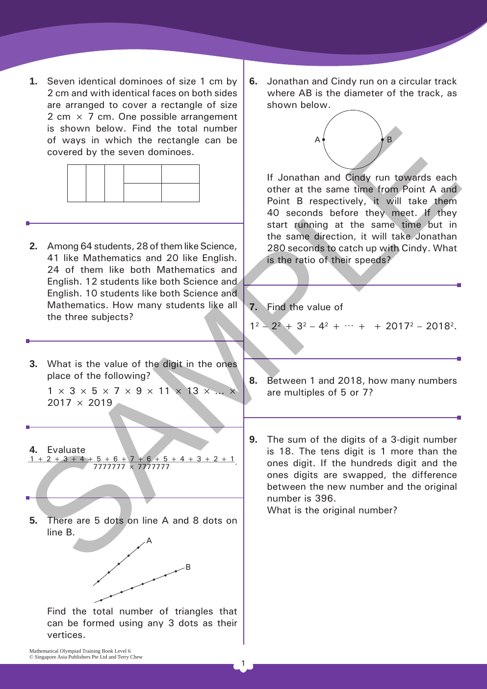 Mathematical Olympiad Training Book - Level 6 (ages 12–13) sample page
