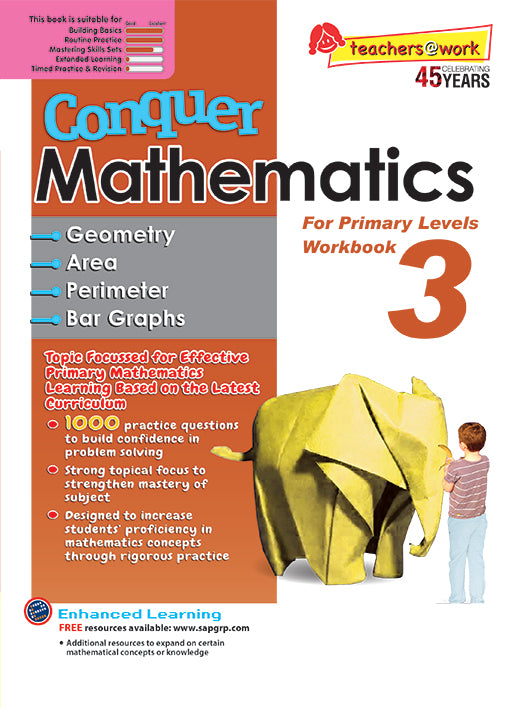 Conquer Mathematics Book 3: Geometry, Area, Perimeter, Bar Graphs