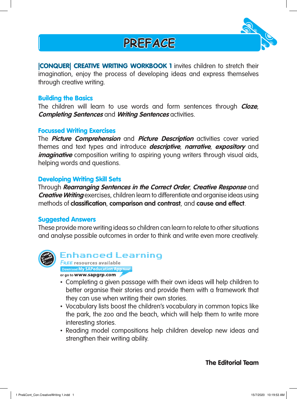 Conquer English Creative Writing Primary 1 sample page