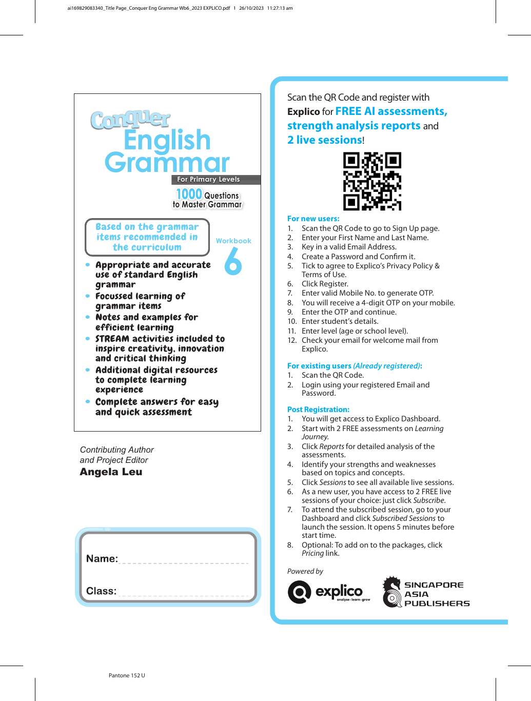 Conquer English Grammar Workbook 6 sample page