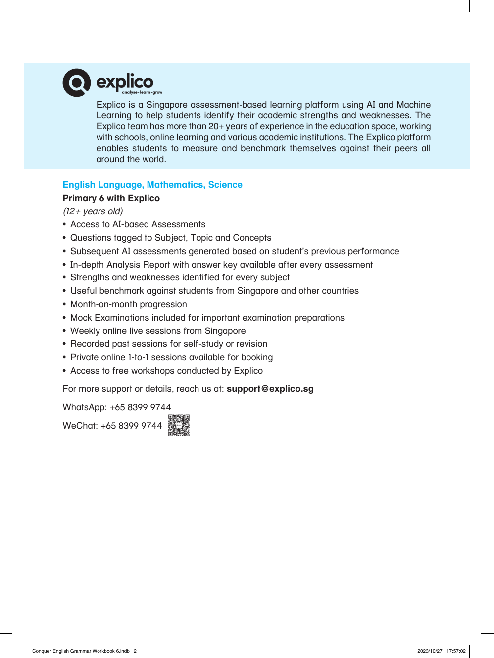 Conquer English Grammar Workbook 6 sample page