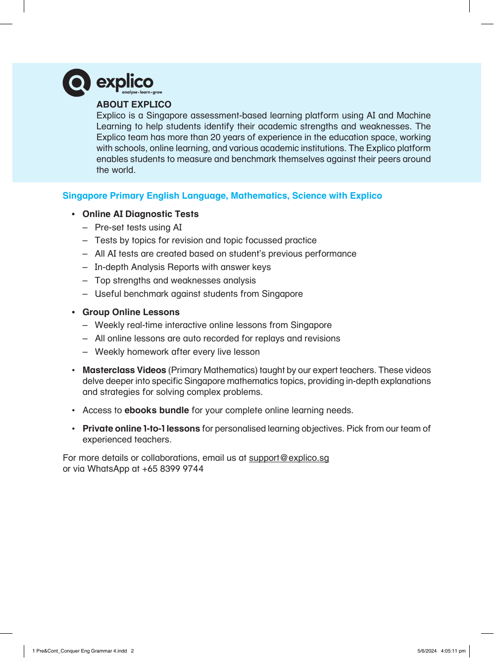 Conquer English Grammar Workbook 4 sample page