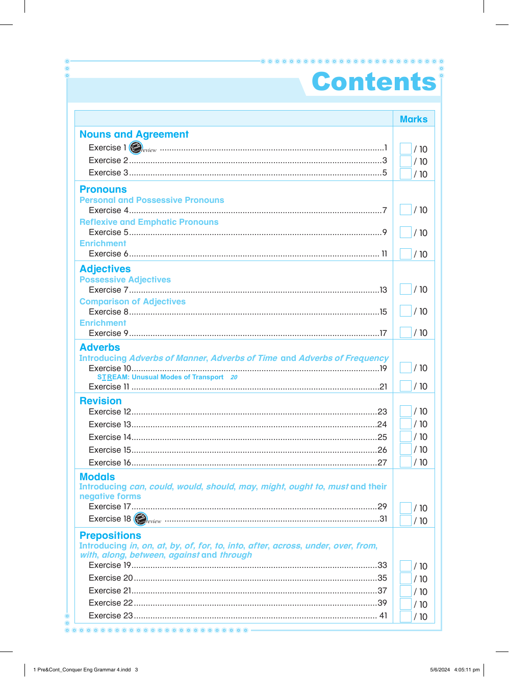 Conquer English Grammar Workbook 4 sample page