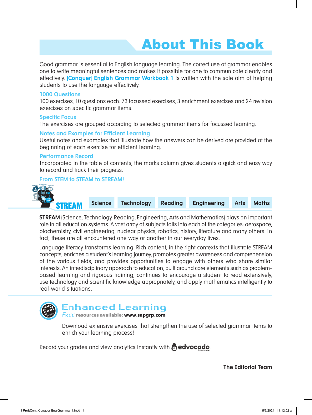 Conquer English Grammar Workbook 1 sample page