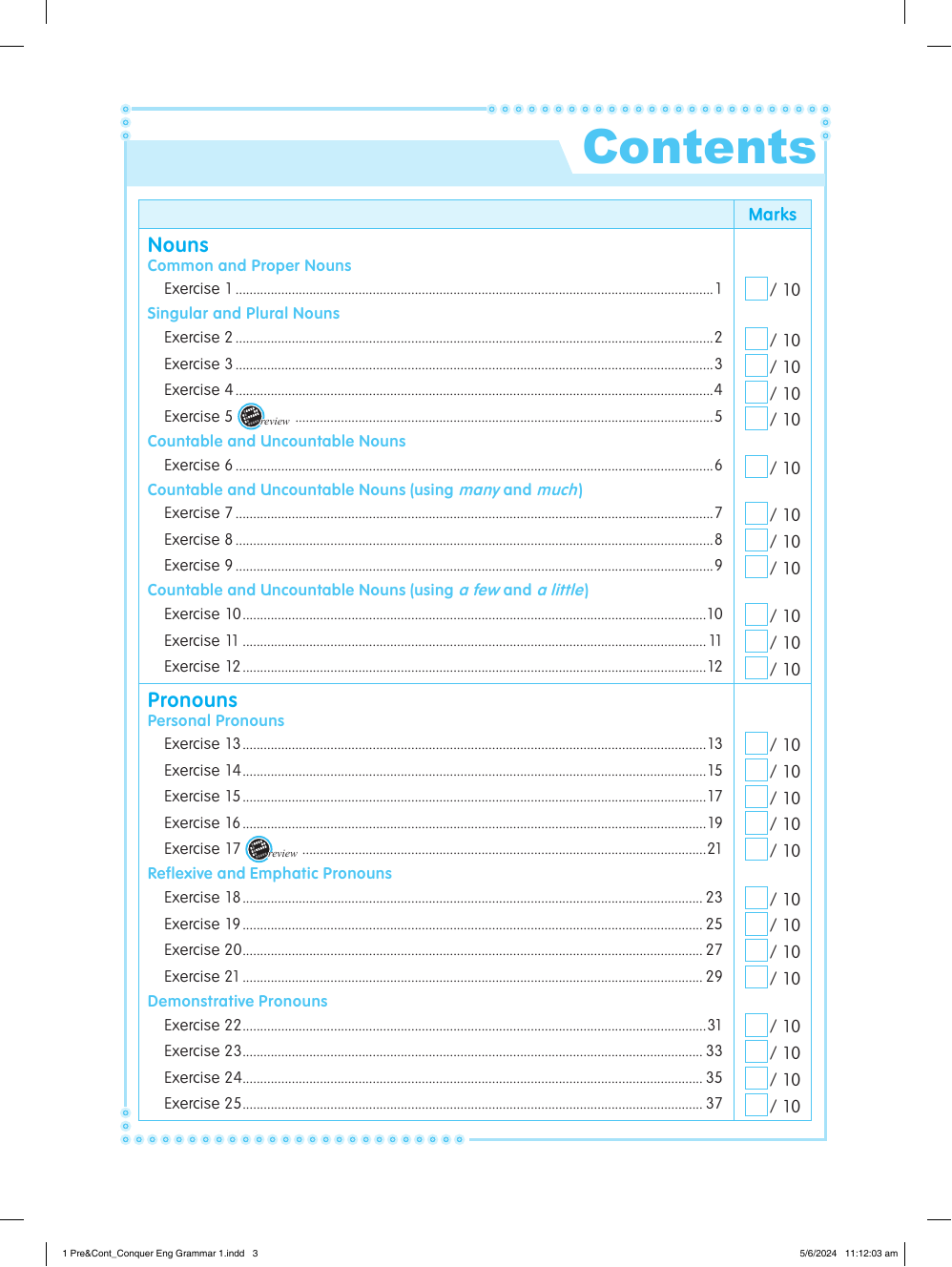 Conquer English Grammar Workbook 1 sample page