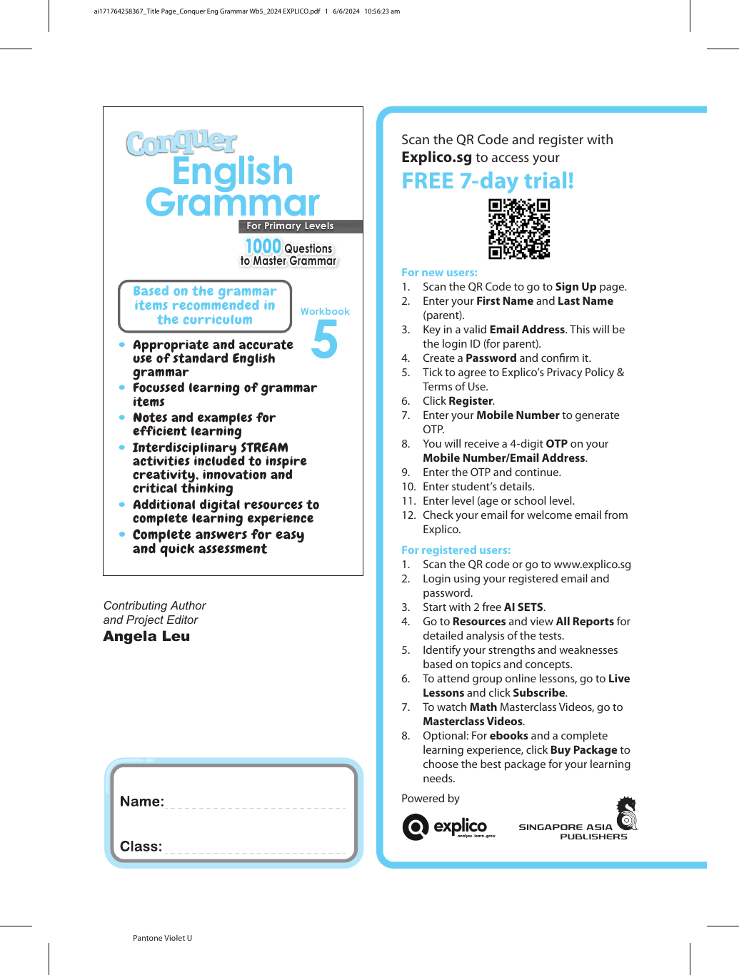 Conquer English Grammar Workbook 5 sample page
