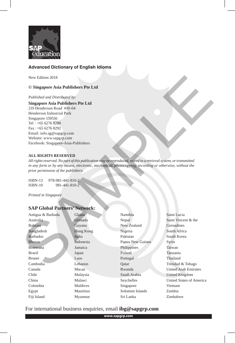 Advanced Dictionary of English Idioms sample page