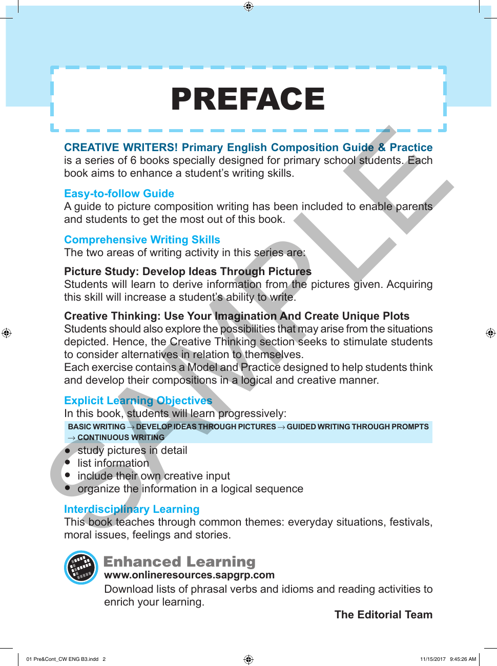 Creative Writers Book 3 sample page