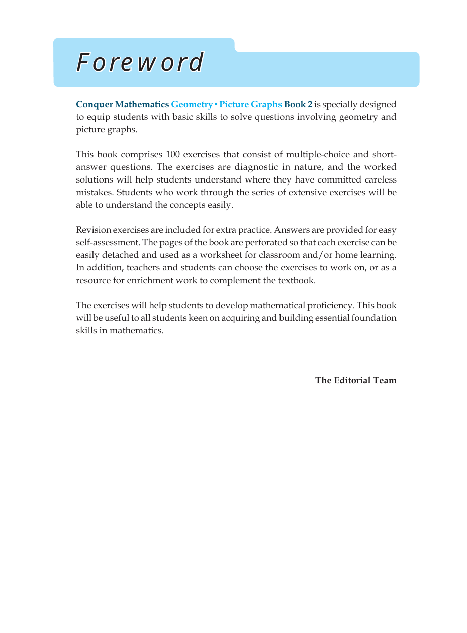 Conquer Mathematics Book 2: Geometry, Picture Graphs sample page