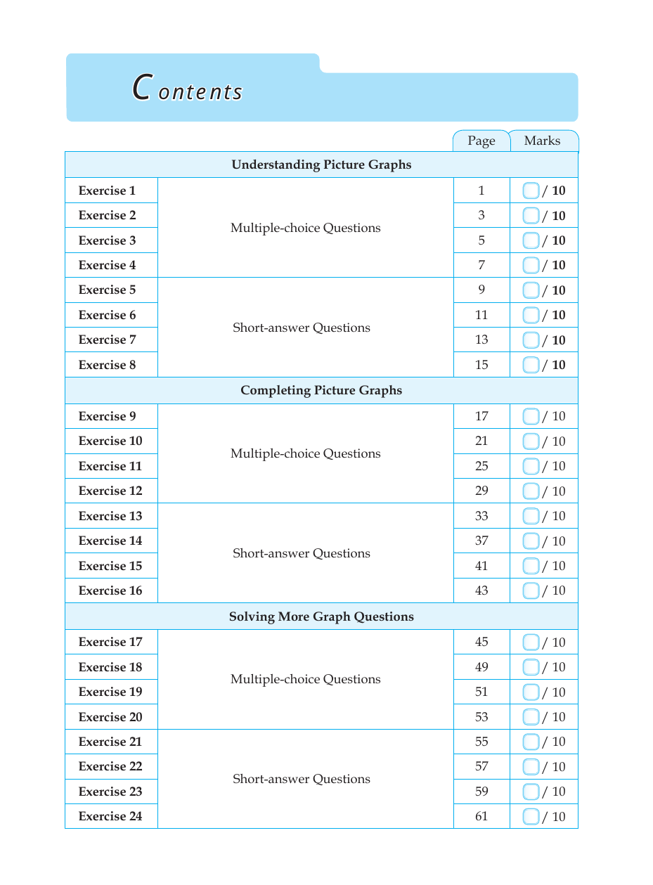 Conquer Mathematics Book 2: Geometry, Picture Graphs sample page