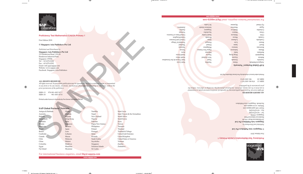 Proficiency Tests Continual Assessment & Semestral Assessment Mathematics 1 sample page