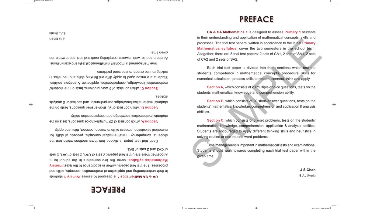Proficiency Tests Continual Assessment & Semestral Assessment Mathematics 1 sample page