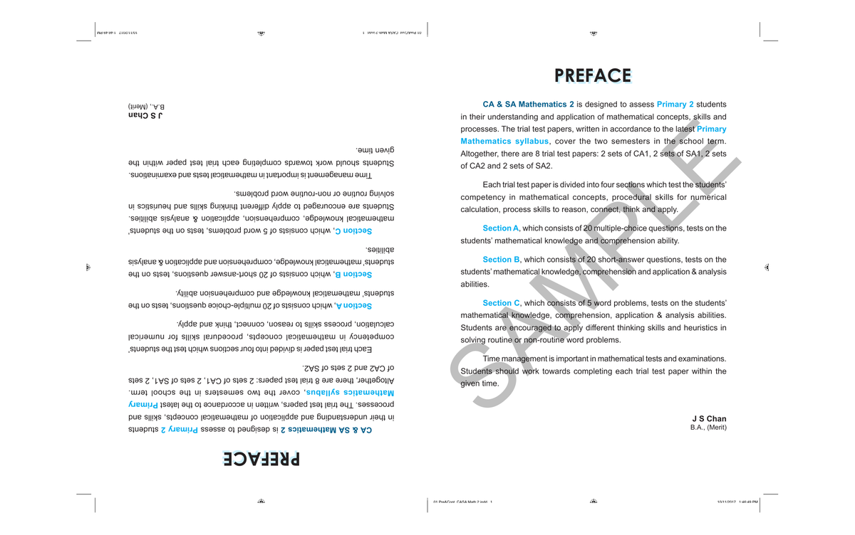 Proficiency Tests Continual Assessment & Semestral Assessment Mathematics 2 sample page